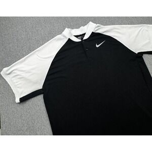 Nike Golf Dri-Fit Blade Collar Mens XXL Modern Fit White Black‎ Short Sleeve